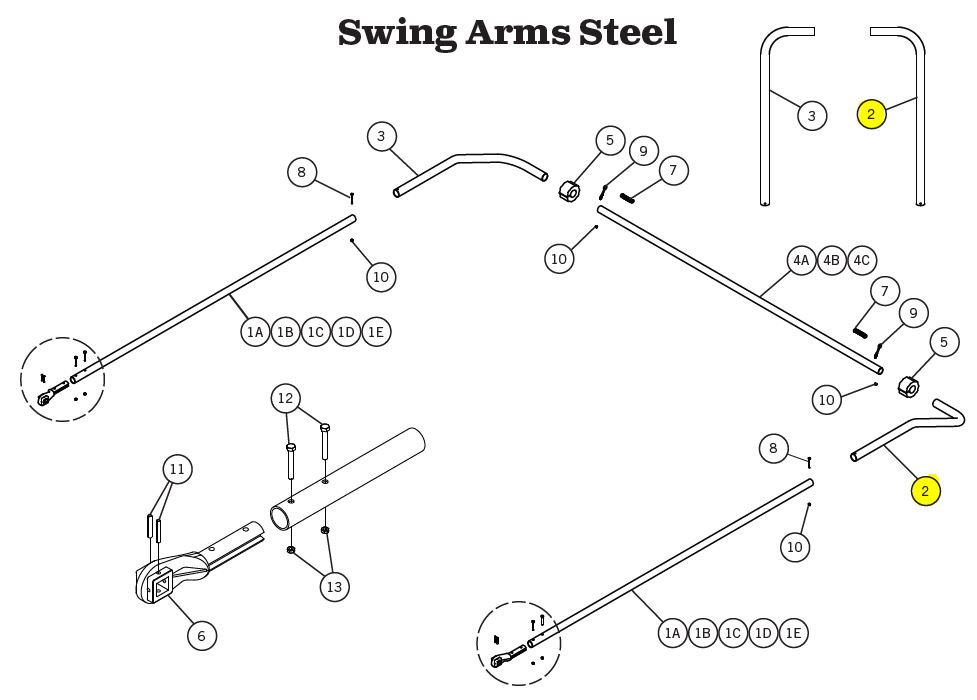 0311-860589 Aero (OEM) Easy Cover Connecting Arm D.S. Steel Painted Aero (OEM) Gray