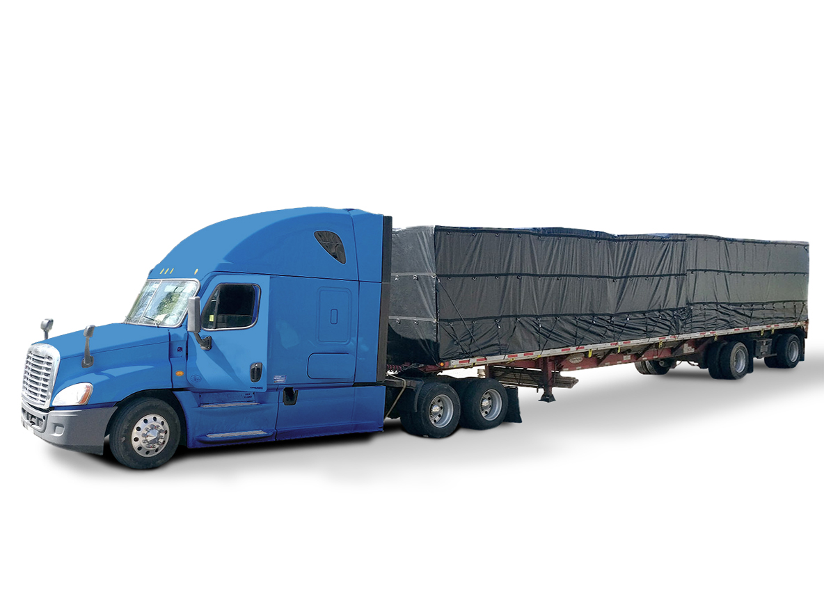 Lumber Tarp 24' x 27' - 8' Drop Flatbed Tarp 18oz Vinyl (120 lb) BLACK