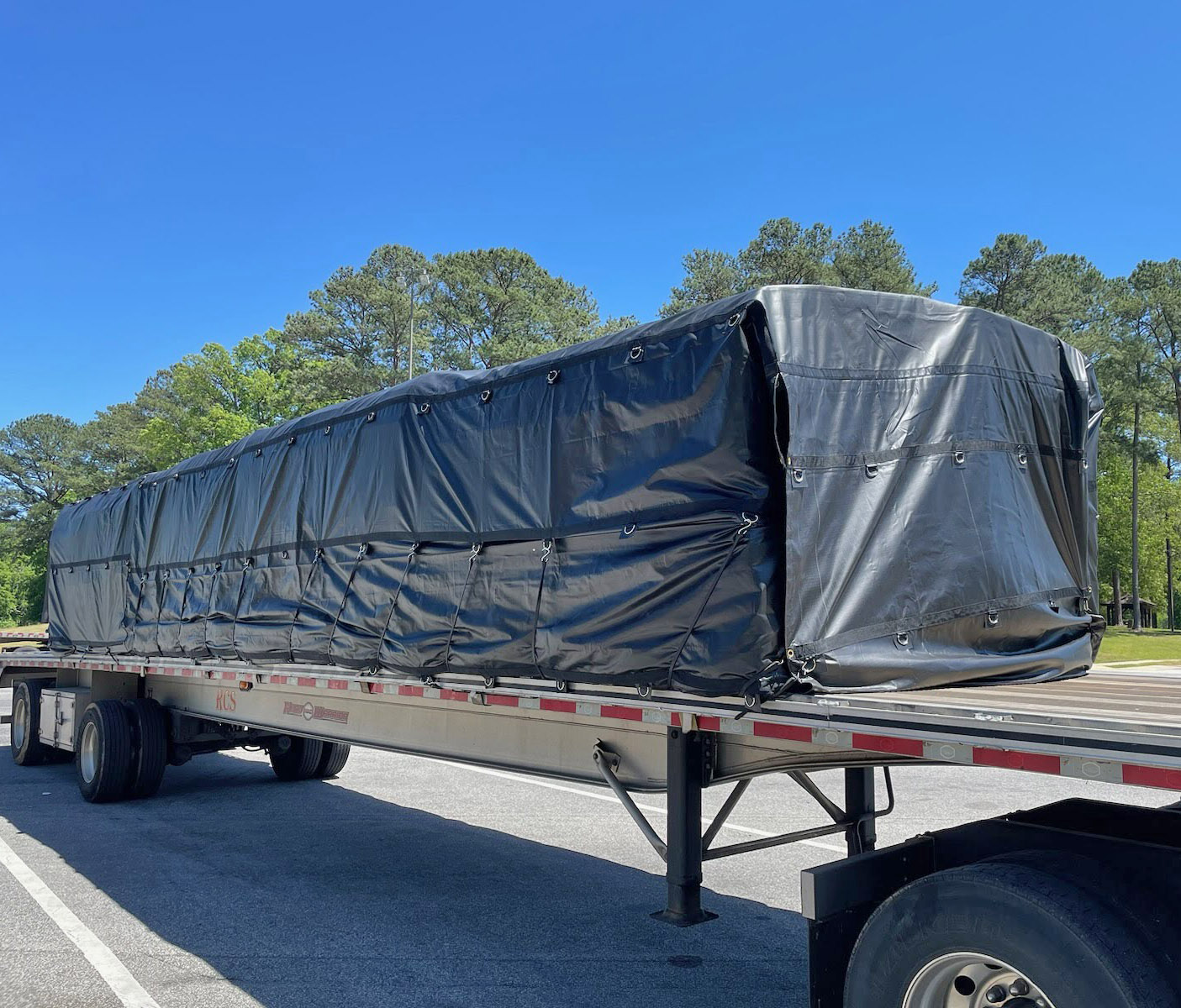 Lightweight Lumber Tarp 24' x 27' - 8' Drop Flatbed Tarp Ripstop (87 lb) BLACK