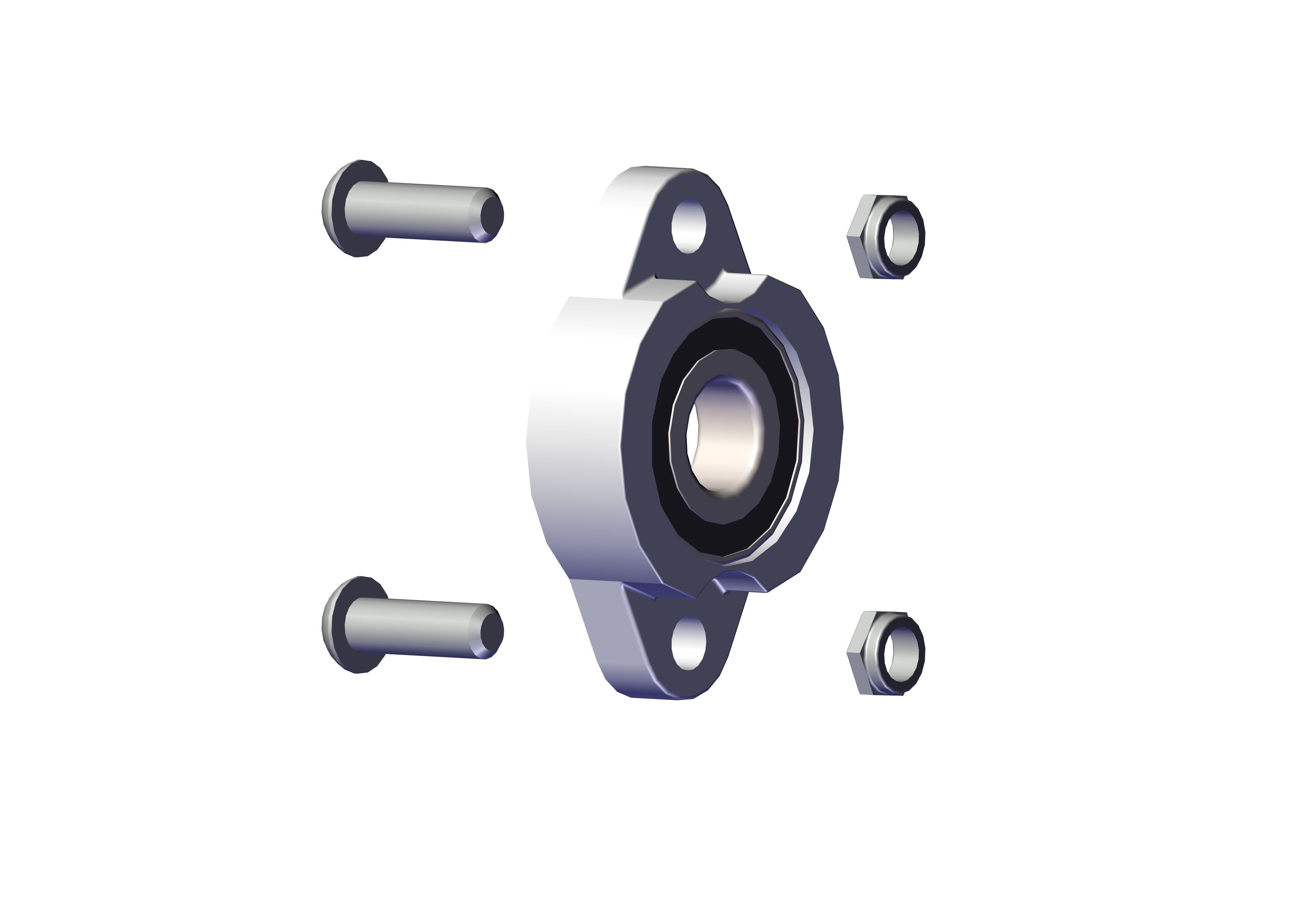31050 Roll-Rite (OEM) Bearing, 3/4 Flanged Axle Bearing with bolts