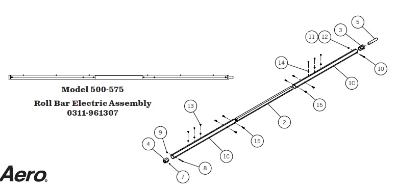 0311-961307 Aero (OEM) Adjustable Roll Bar Assembly for Electric Easy Cover Model 500-575