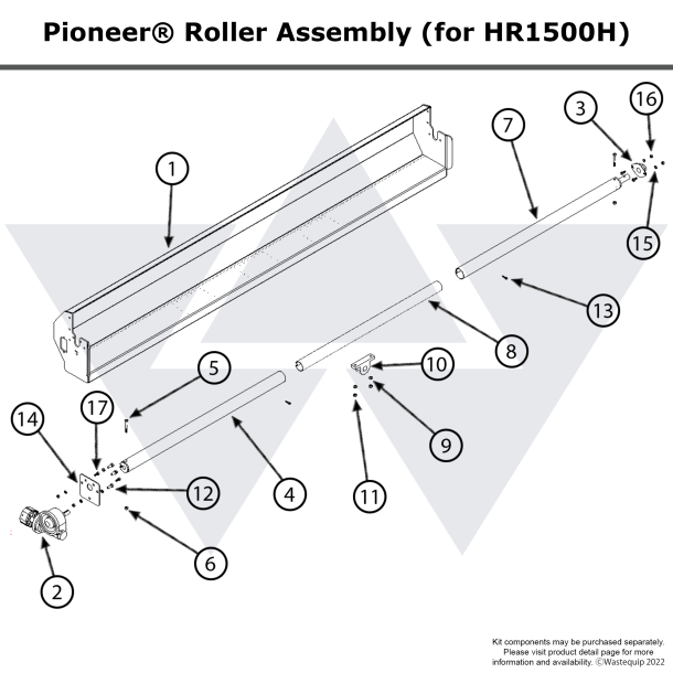 Pioneer HR1580 Roller Assembly for HR1500H Econocover HR1500PTO and HR1500PTOAL