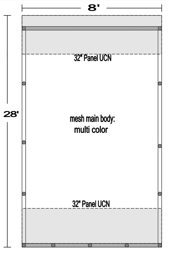 8' x 28' Roll Off Tarp - Heavy Duty Mesh Straight Tarp with CORDURA Reinforcing (4-6 week leadtime)