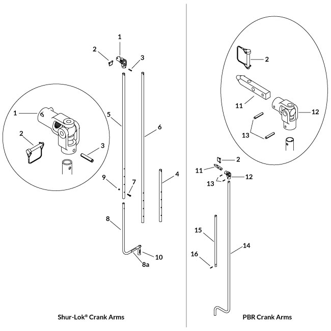 1100816 Shur-Co (OEM) Standard Shur-Lok® Crank Arm Kit