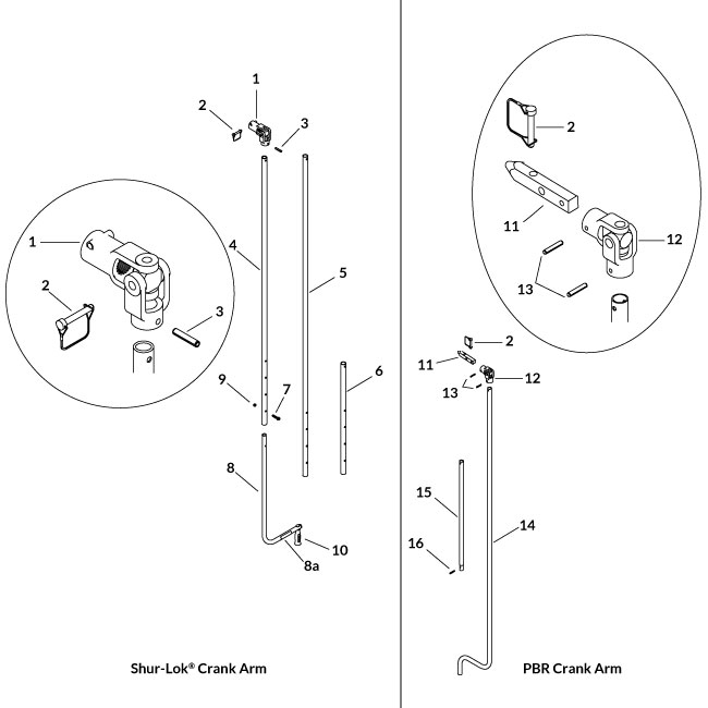 1101500 Shur-Co (OEM) Long Belt & Ratchet Crank Arm Kit