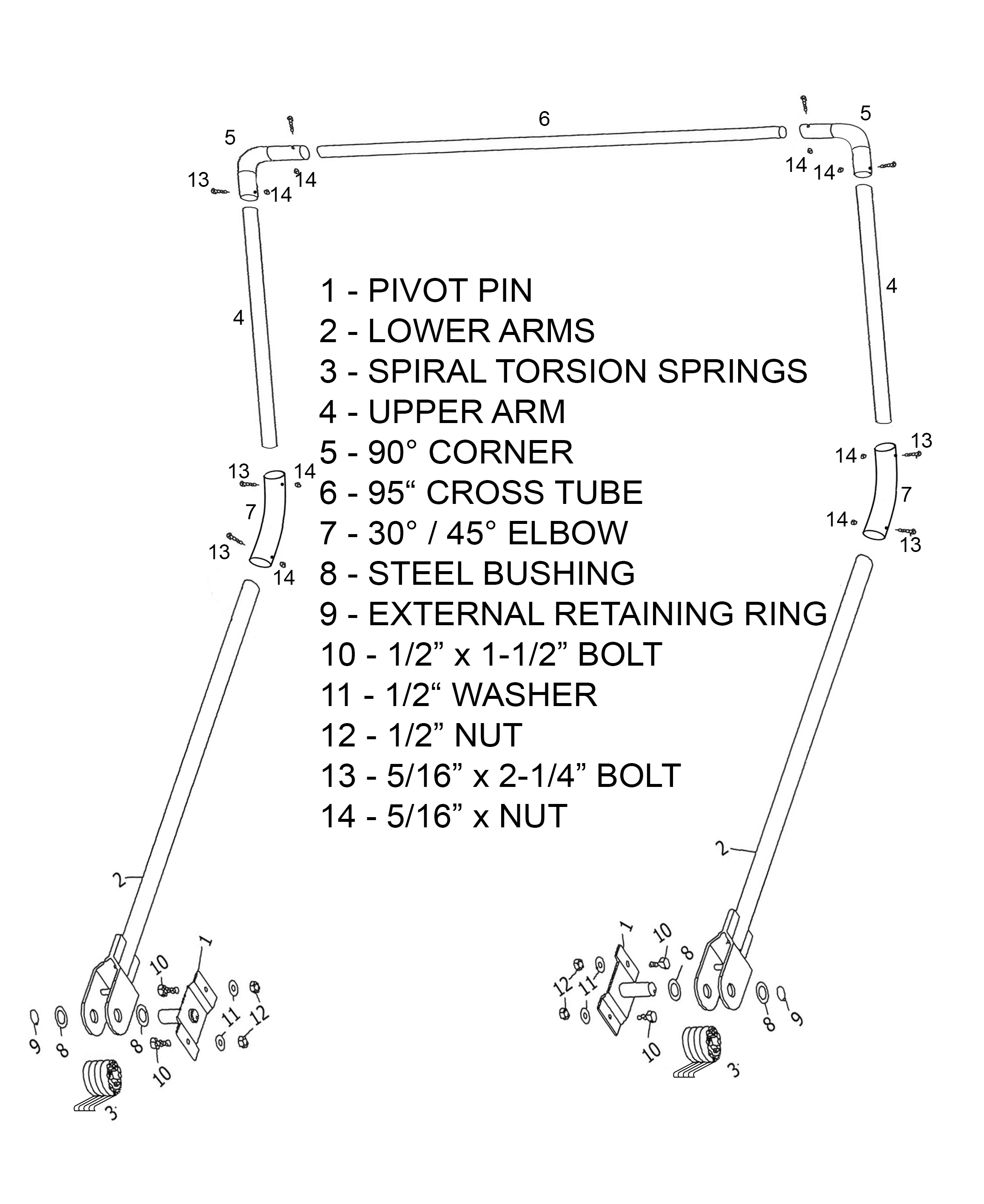 Dump Truck Tarp System Electric STEEL 4 Spring Tarp Kit for Beds Up