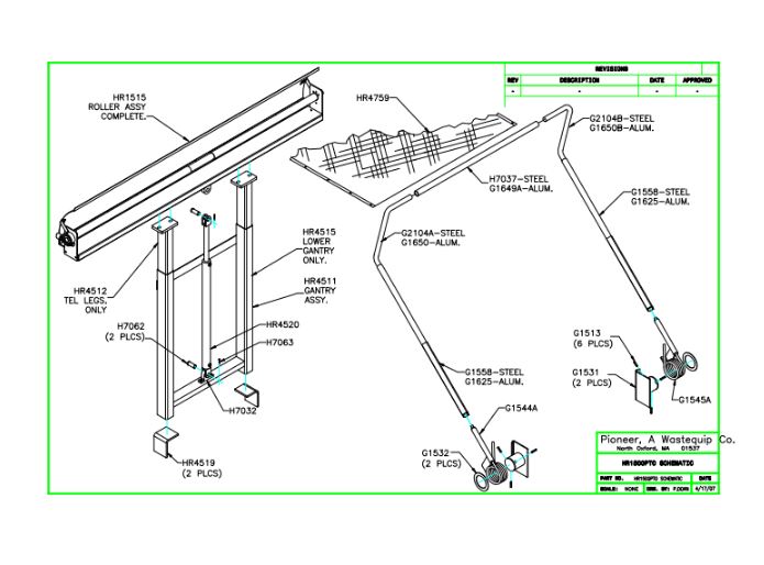 Pioneer HR1500PTO Roll Off Tarp System for 16' - 24' (Steel) | Carolina